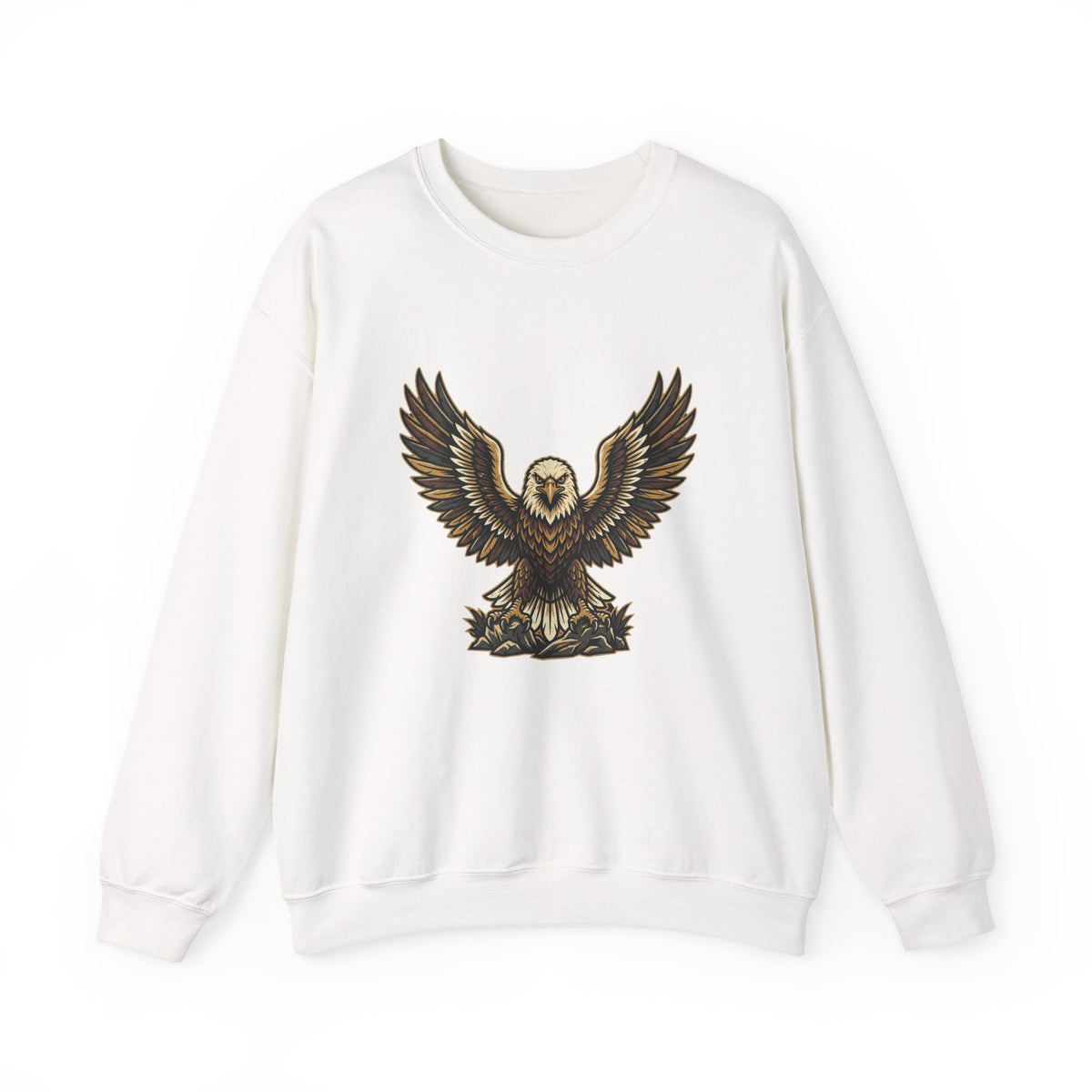 Eagle Graphic Crewneck Sweatshirt — Vintage Bald Eagle Wings Design