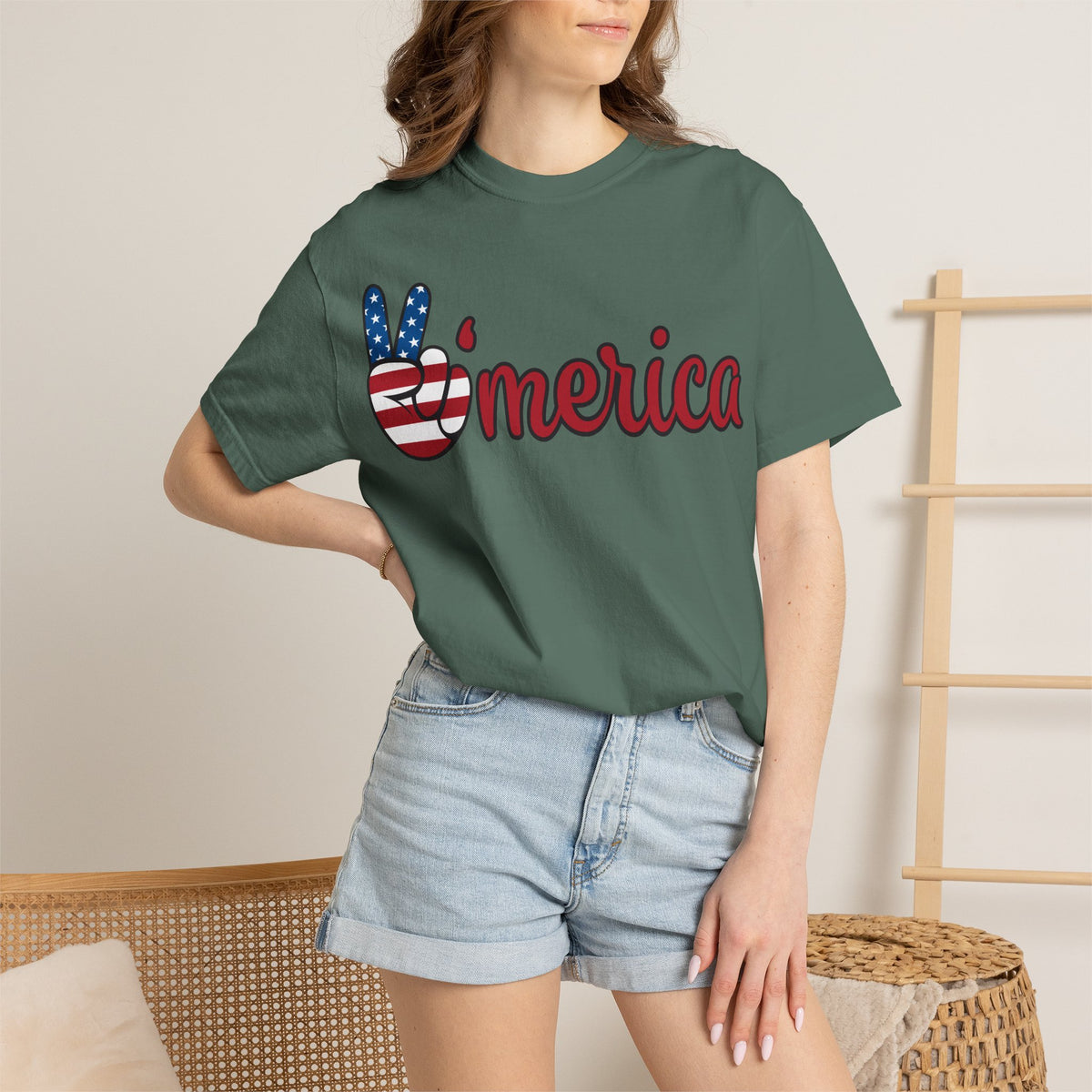 'Merica Flag Peace Sign T-Shirt — Patriotic USA 4th of July Tee