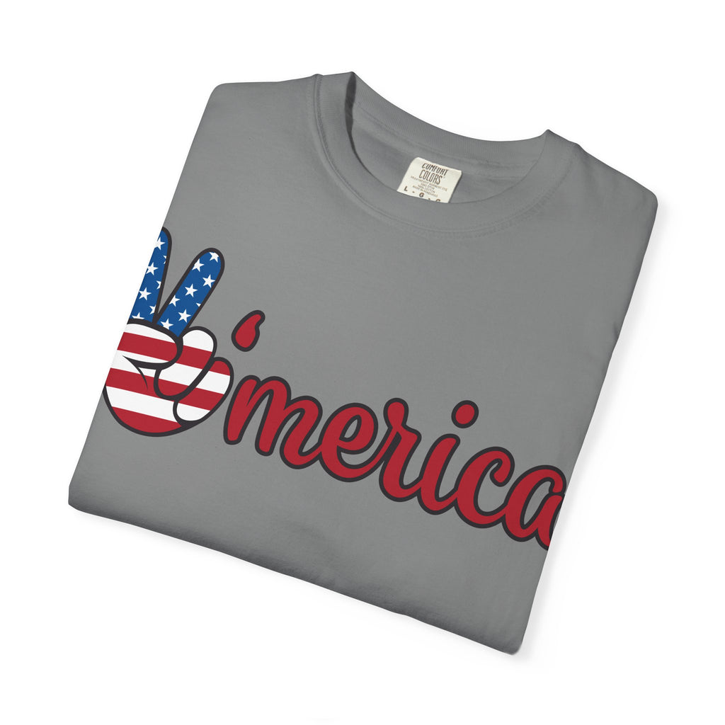 'Merica Flag Peace Sign T-Shirt — Patriotic USA 4th of July Tee