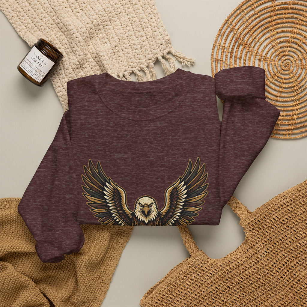 Eagle Graphic Crewneck Sweatshirt — Vintage Bald Eagle Wings Design