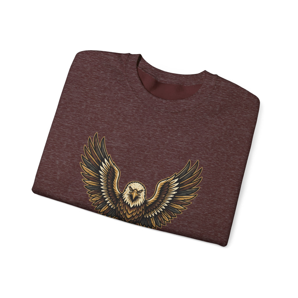 Eagle Graphic Crewneck Sweatshirt — Vintage Bald Eagle Wings Design
