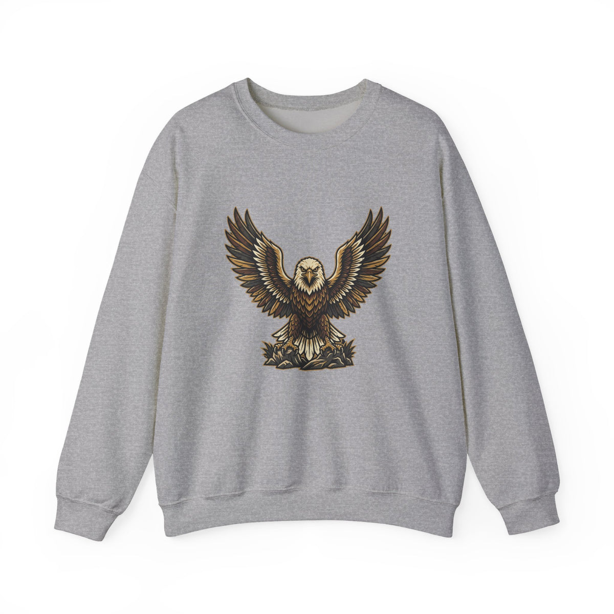 Eagle Graphic Crewneck Sweatshirt — Vintage Bald Eagle Wings Design