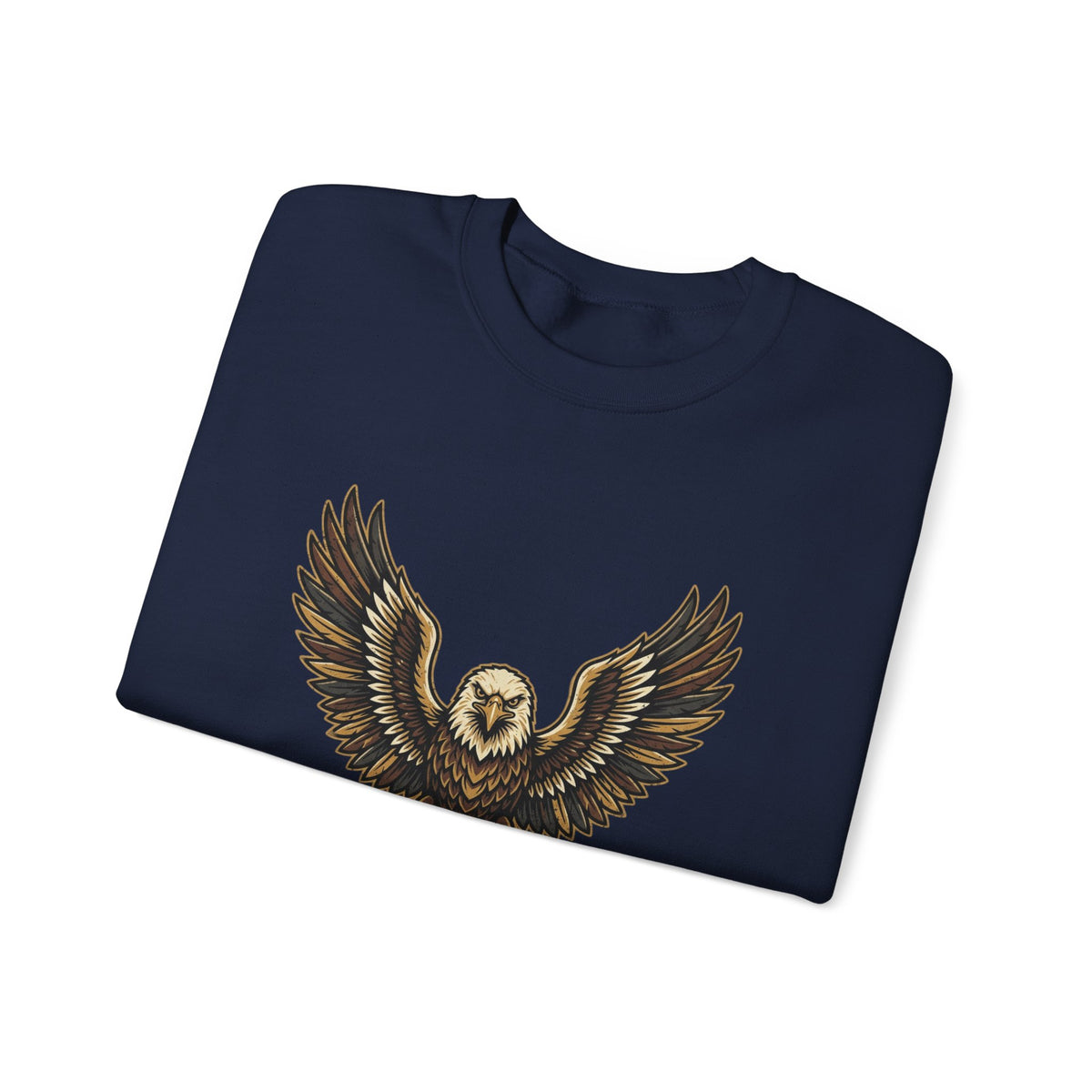 Eagle Graphic Crewneck Sweatshirt — Vintage Bald Eagle Wings Design