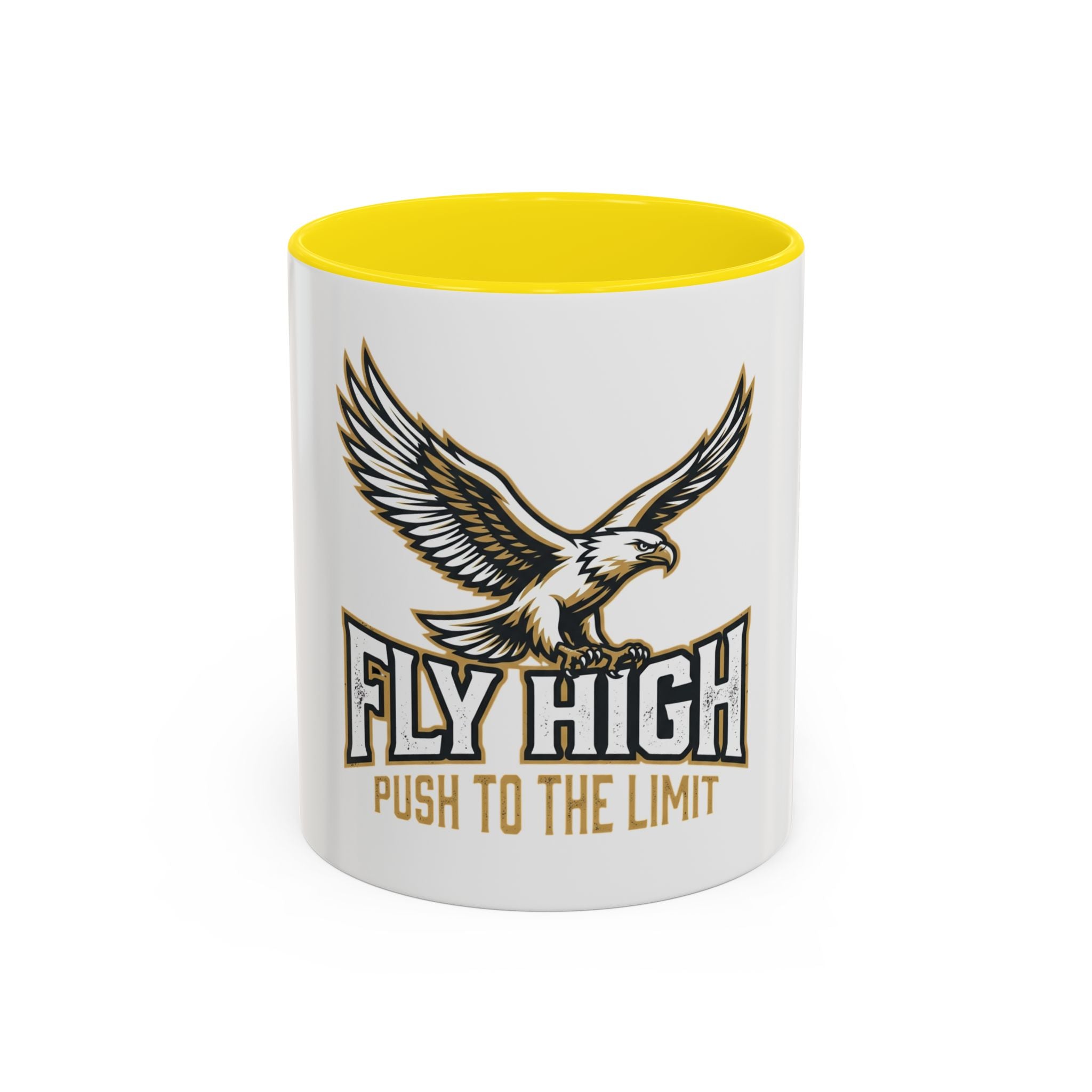 Fly High Eagle Coffee Mug – 'Fly High, Push to the Limit' Motivational Accent Mug (11/15oz)