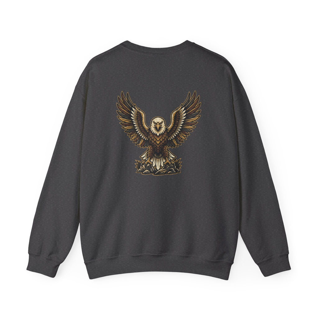 Eagle Graphic Crewneck Sweatshirt — Vintage Bald Eagle Wings Design