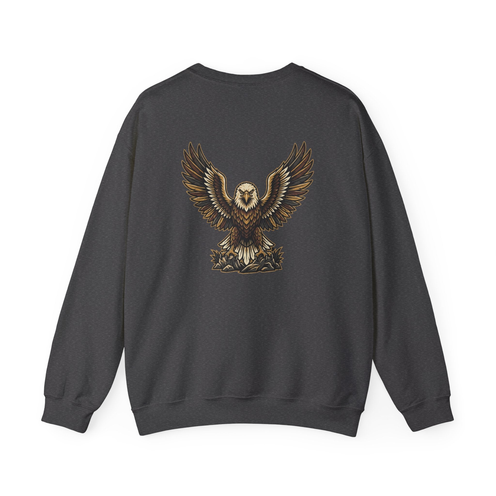 Eagle Graphic Crewneck Sweatshirt — Vintage Bald Eagle Wings Design